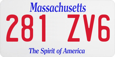 MA license plate 281ZV6