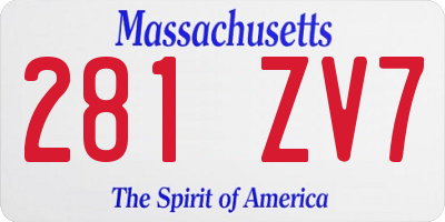 MA license plate 281ZV7