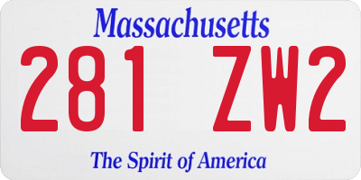 MA license plate 281ZW2