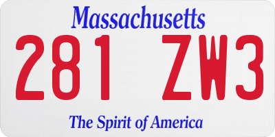 MA license plate 281ZW3