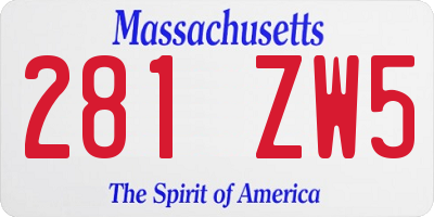 MA license plate 281ZW5