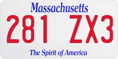 MA license plate 281ZX3