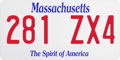 MA license plate 281ZX4