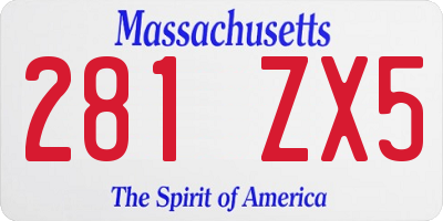 MA license plate 281ZX5