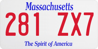 MA license plate 281ZX7