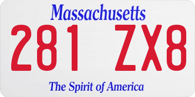 MA license plate 281ZX8