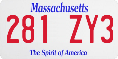 MA license plate 281ZY3