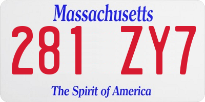 MA license plate 281ZY7
