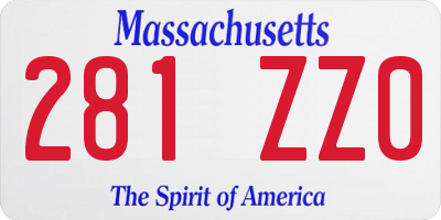 MA license plate 281ZZ0