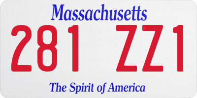 MA license plate 281ZZ1