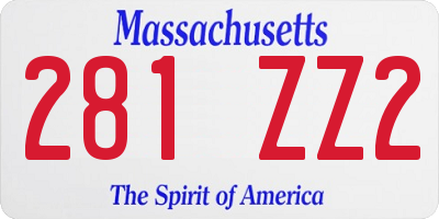 MA license plate 281ZZ2