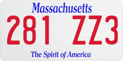 MA license plate 281ZZ3