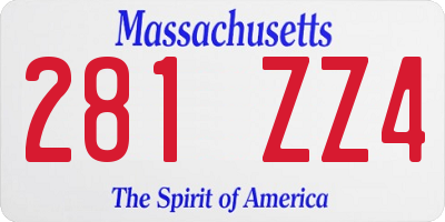 MA license plate 281ZZ4
