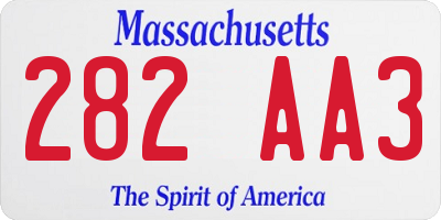MA license plate 282AA3