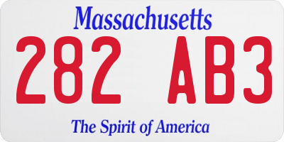 MA license plate 282AB3