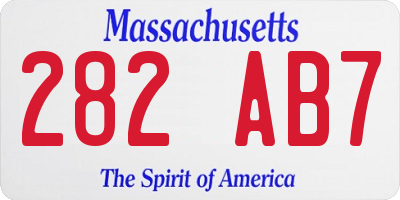 MA license plate 282AB7