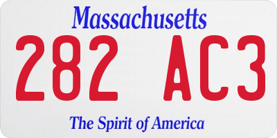 MA license plate 282AC3