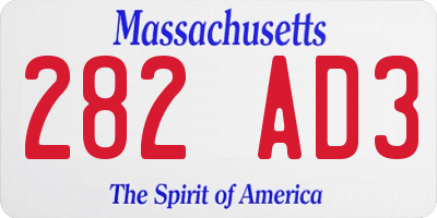 MA license plate 282AD3
