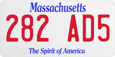 MA license plate 282AD5