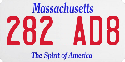 MA license plate 282AD8