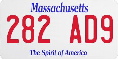 MA license plate 282AD9