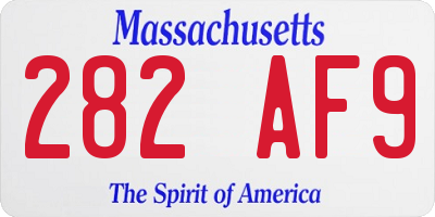 MA license plate 282AF9