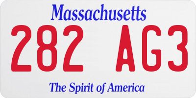 MA license plate 282AG3