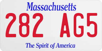 MA license plate 282AG5