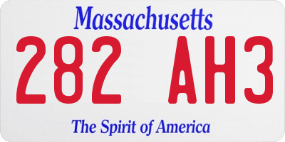 MA license plate 282AH3
