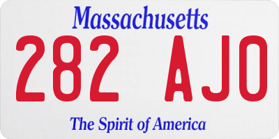 MA license plate 282AJ0