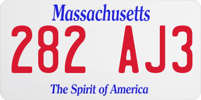 MA license plate 282AJ3