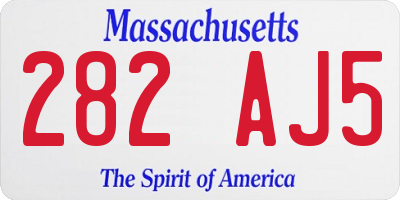 MA license plate 282AJ5