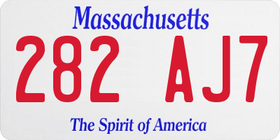 MA license plate 282AJ7