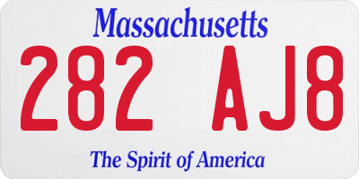 MA license plate 282AJ8