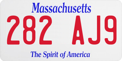 MA license plate 282AJ9