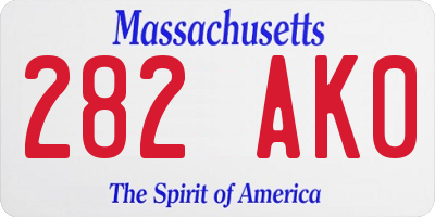 MA license plate 282AK0