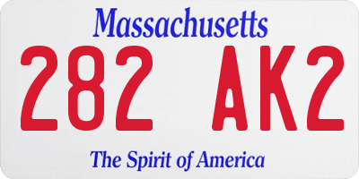 MA license plate 282AK2