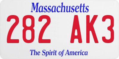 MA license plate 282AK3