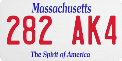 MA license plate 282AK4