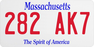 MA license plate 282AK7