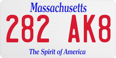 MA license plate 282AK8