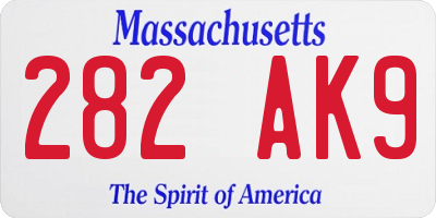 MA license plate 282AK9