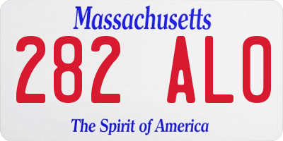 MA license plate 282AL0