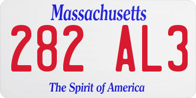 MA license plate 282AL3