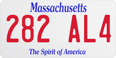 MA license plate 282AL4