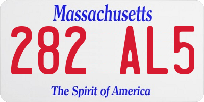 MA license plate 282AL5