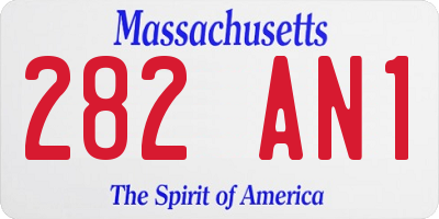 MA license plate 282AN1