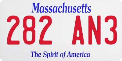 MA license plate 282AN3