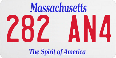 MA license plate 282AN4