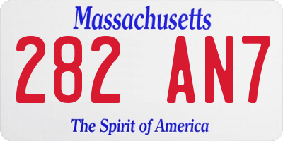 MA license plate 282AN7